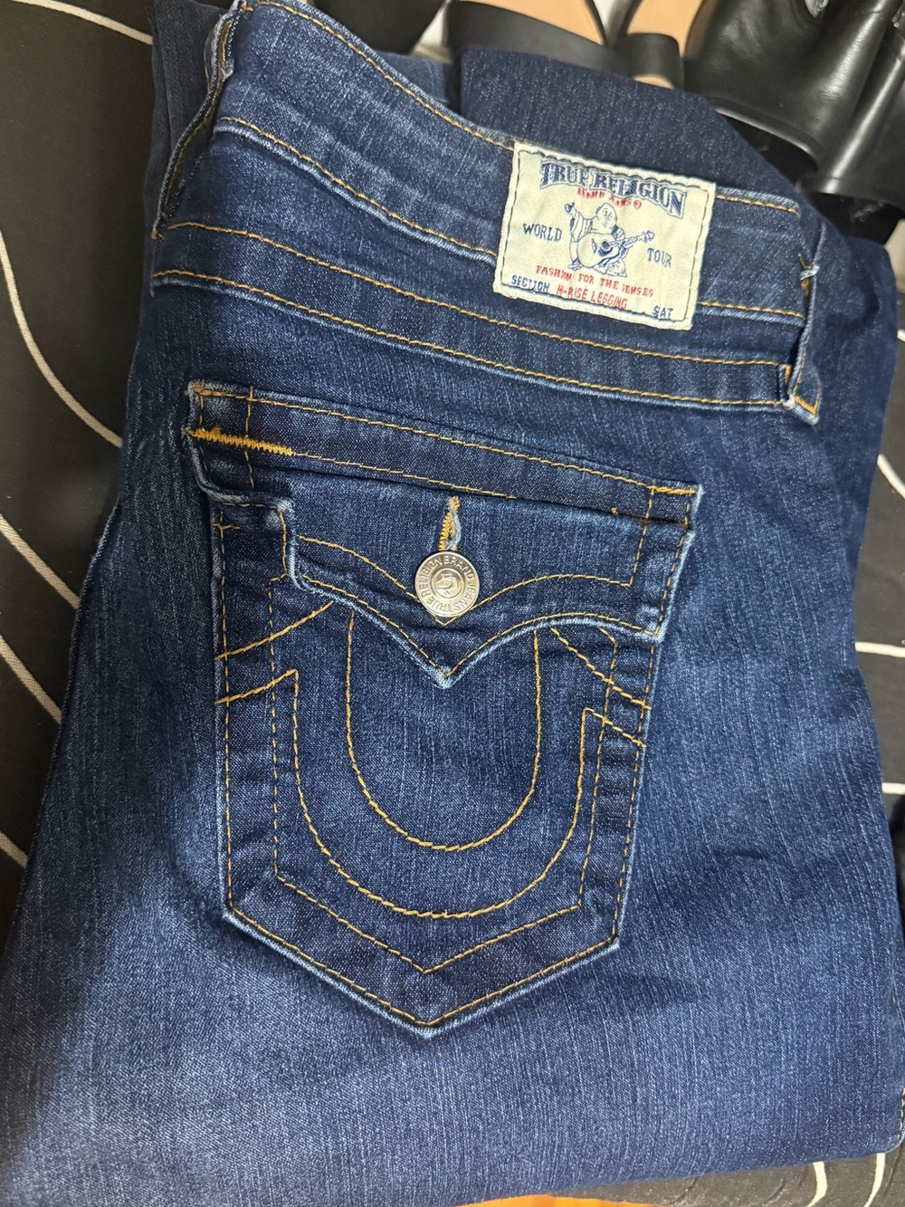 True Religion Women's Dark Blue Straight Leg Jeans
